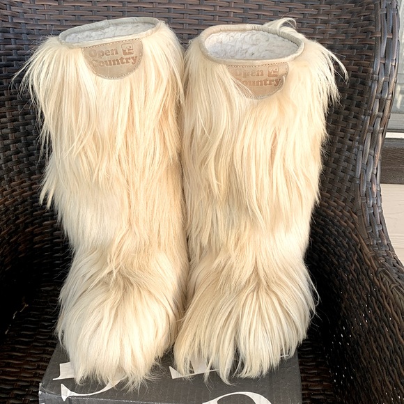Vintage Open Country ROLUC IDEAL Low Goat Fur Ski YETI Boho Snow Boots - Picture 4 of 16